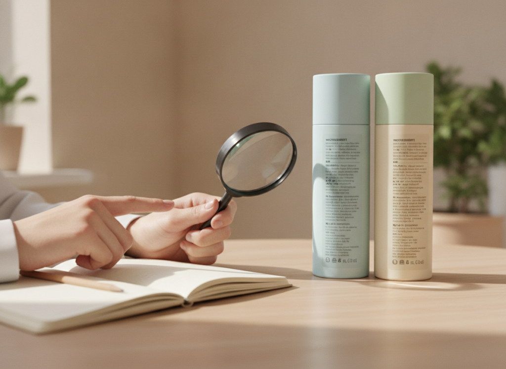 Reader comparing hair growth products and ingredients