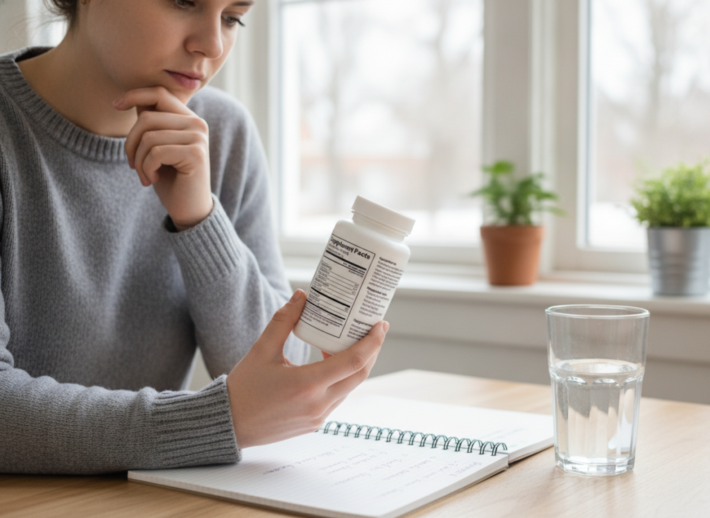 Reading a supplement label before using a hair growth product