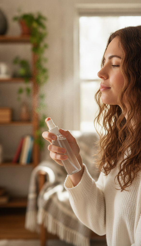 Refreshing wavy hair with a light spray Refreshing wavy hair with a light spray