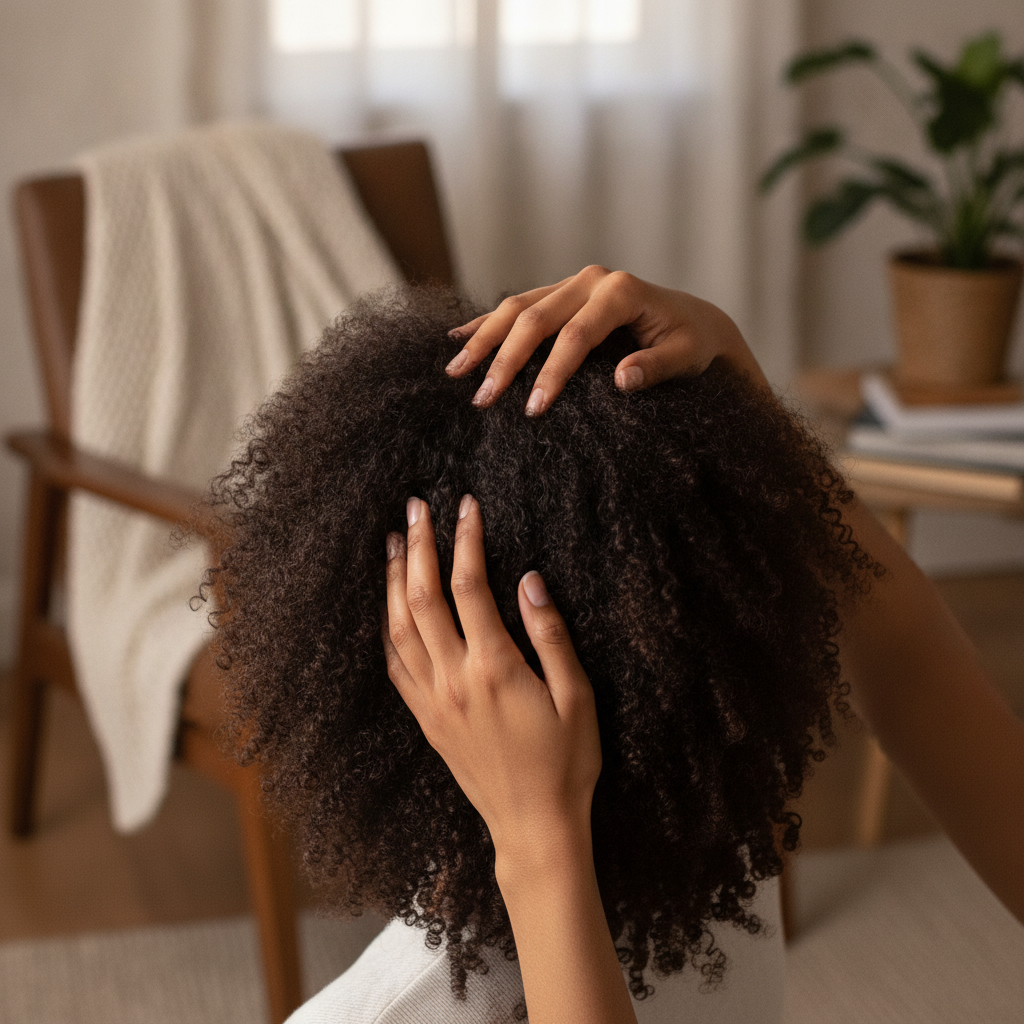 Relaxed finishing position for a scalp massage