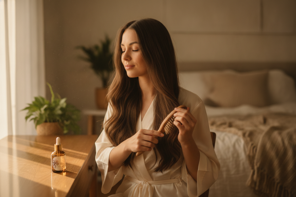 Relaxing final hair-care routine with home made hair oil