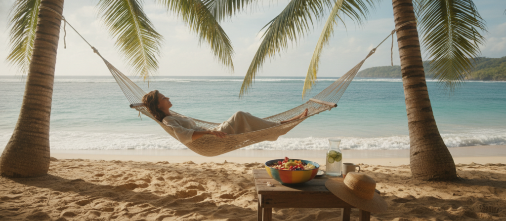 Relaxing wellness routine supporting healthy hair habits