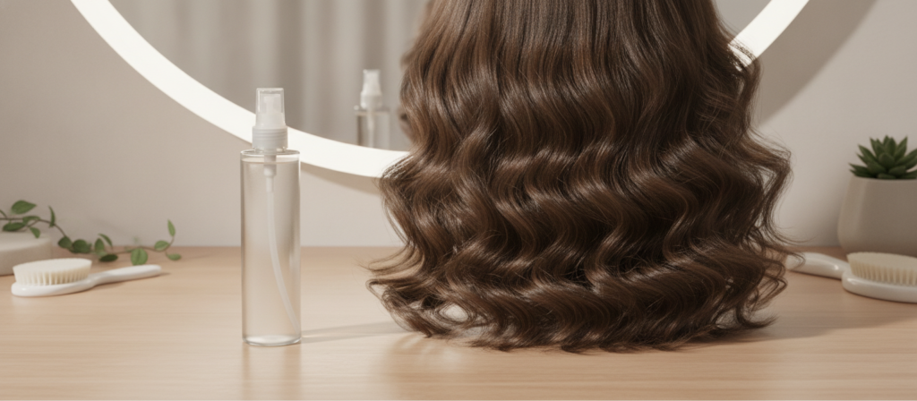 Root lift spray adding body to wavy hair Root lift spray adding body to wavy hair