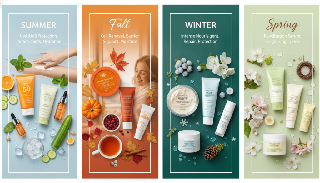 Seasonal skin care products for different weather