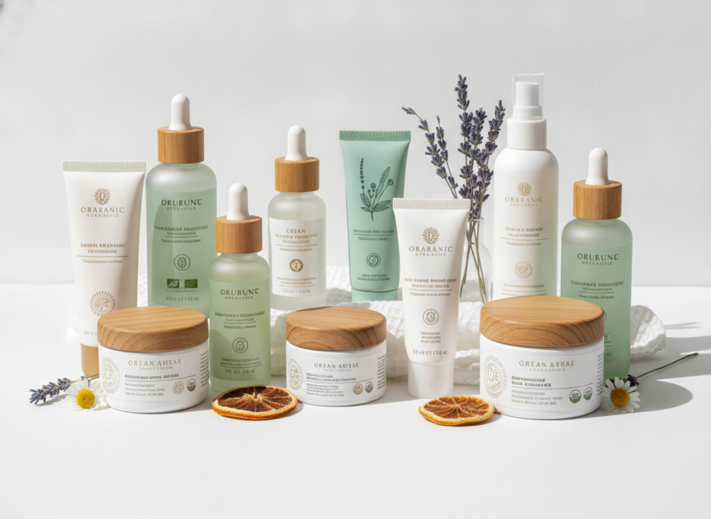 Selection of premium natural and organic skincare brands