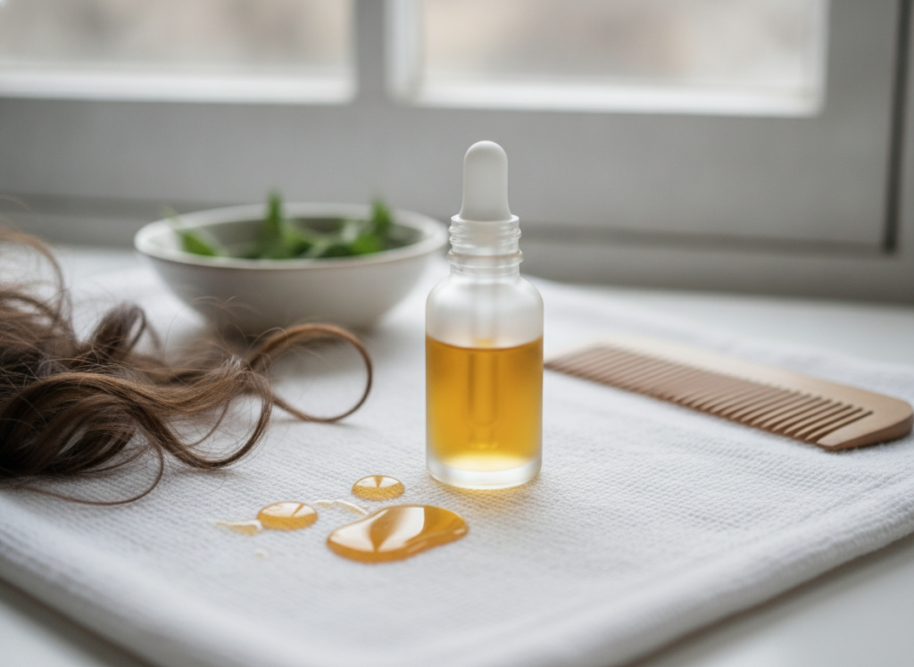 Small amount of oil used during scalp massage