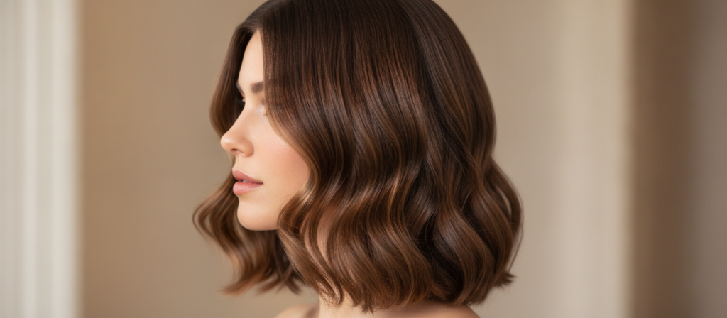 Soft defined wavy hair showing a balanced product routine