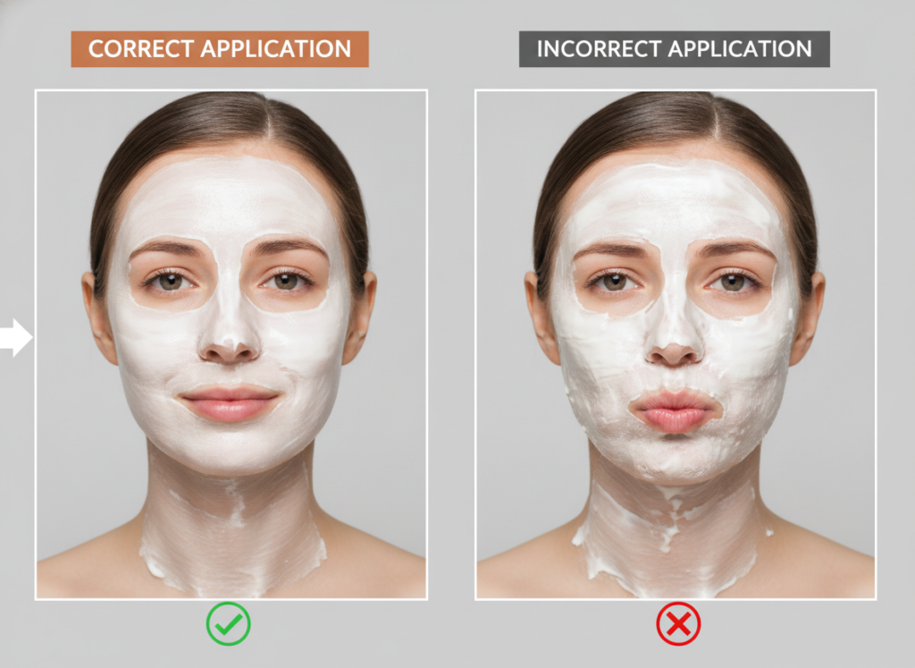 Split image showing correct and incorrect face mask application techniques Split image showing correct and incorrect face mask application techniques
