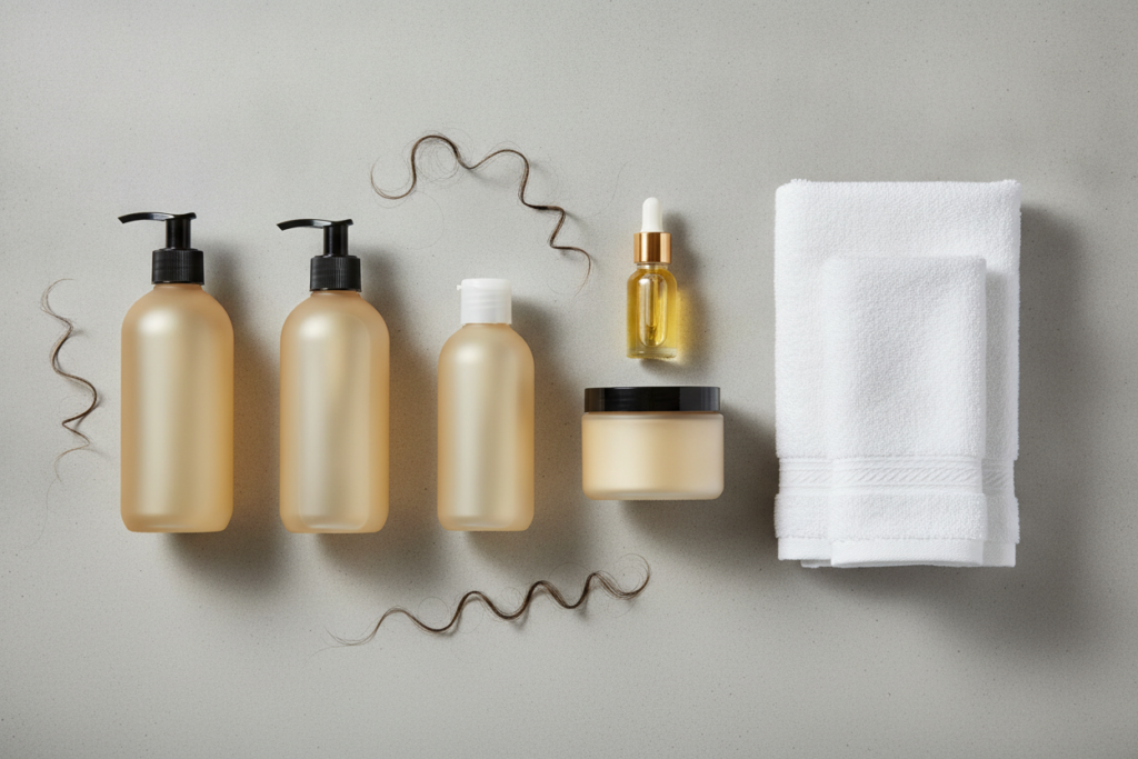 Step-by-step low porosity curl routine with conditioner and gel