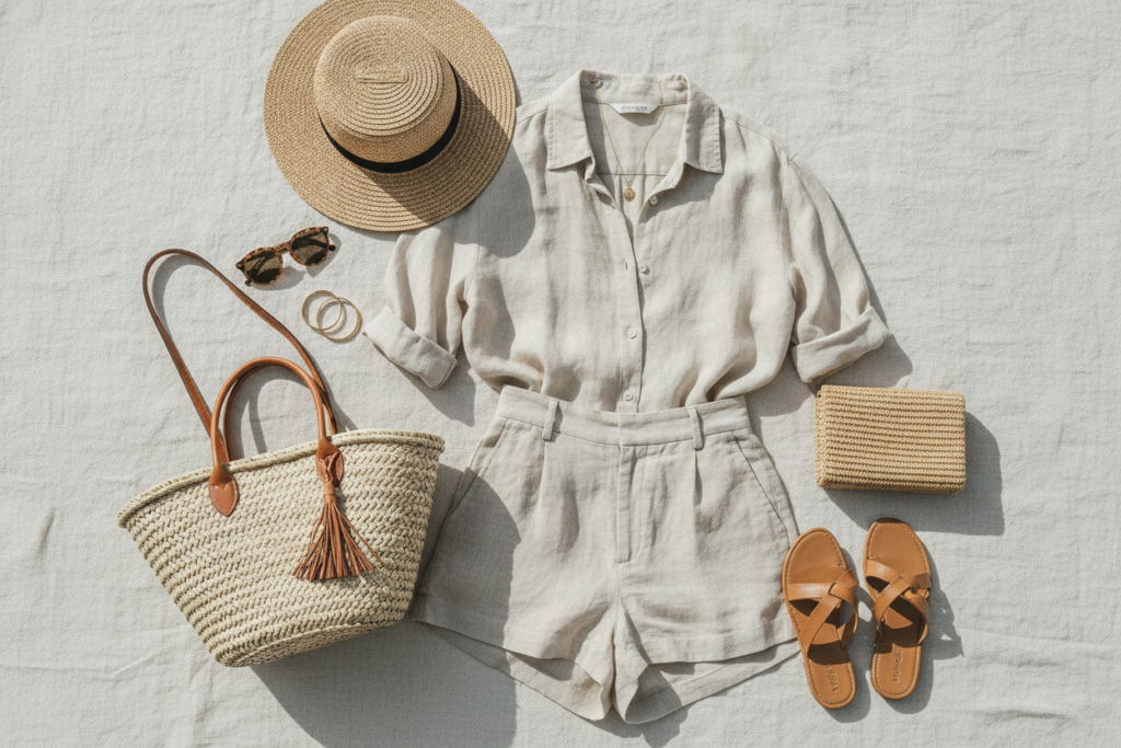 Summer fashion aesthetic with trendy outfit inspiration Summer fashion aesthetic with trendy outfit inspiration