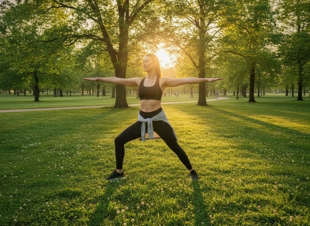 Summer fitness and outdoor workout aesthetic Summer fitness and outdoor workout aesthetic