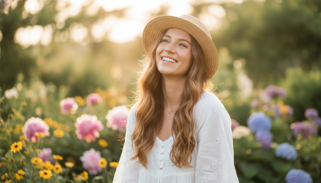 Summer glow up aesthetic inspiration with woman enjoying sunshine Summer glow up aesthetic inspiration with woman enjoying sunshine