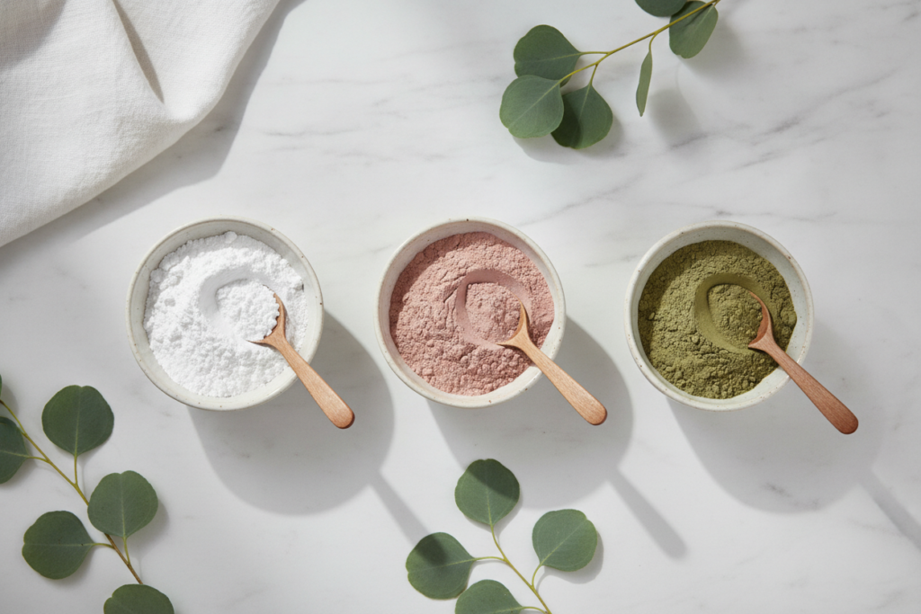 Various clay powders for face masks