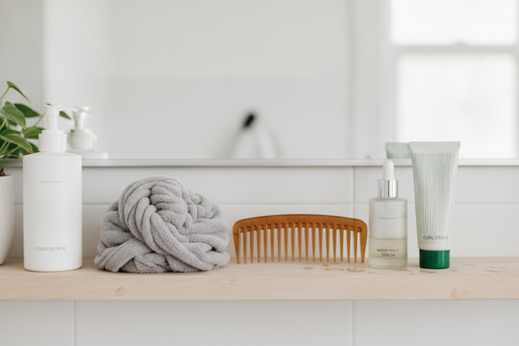 Wash day routine for damp wavy hair