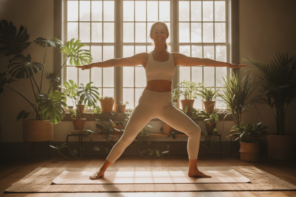 Woman practicing healthy lifestyle habits Woman practicing healthy lifestyle habits