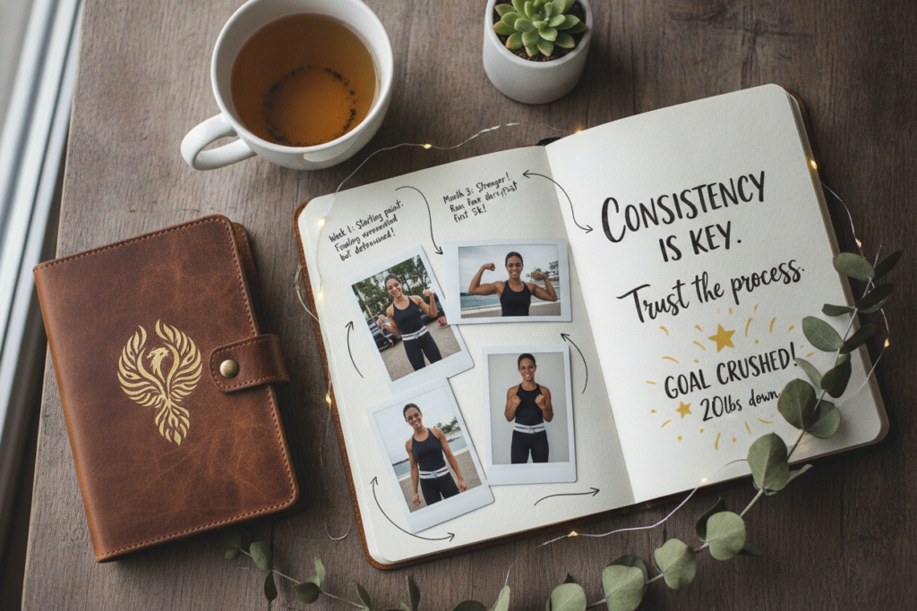 aesthetic glow up progress journal and photos
