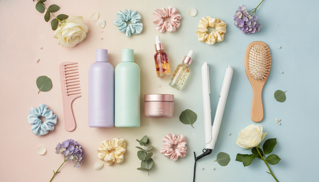 aesthetic hair care products and tools for healthy hair