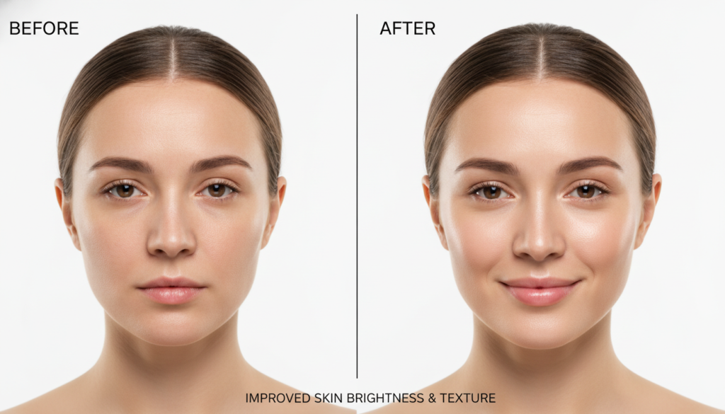 before and after comparison of face mask for glowing skin treatment results