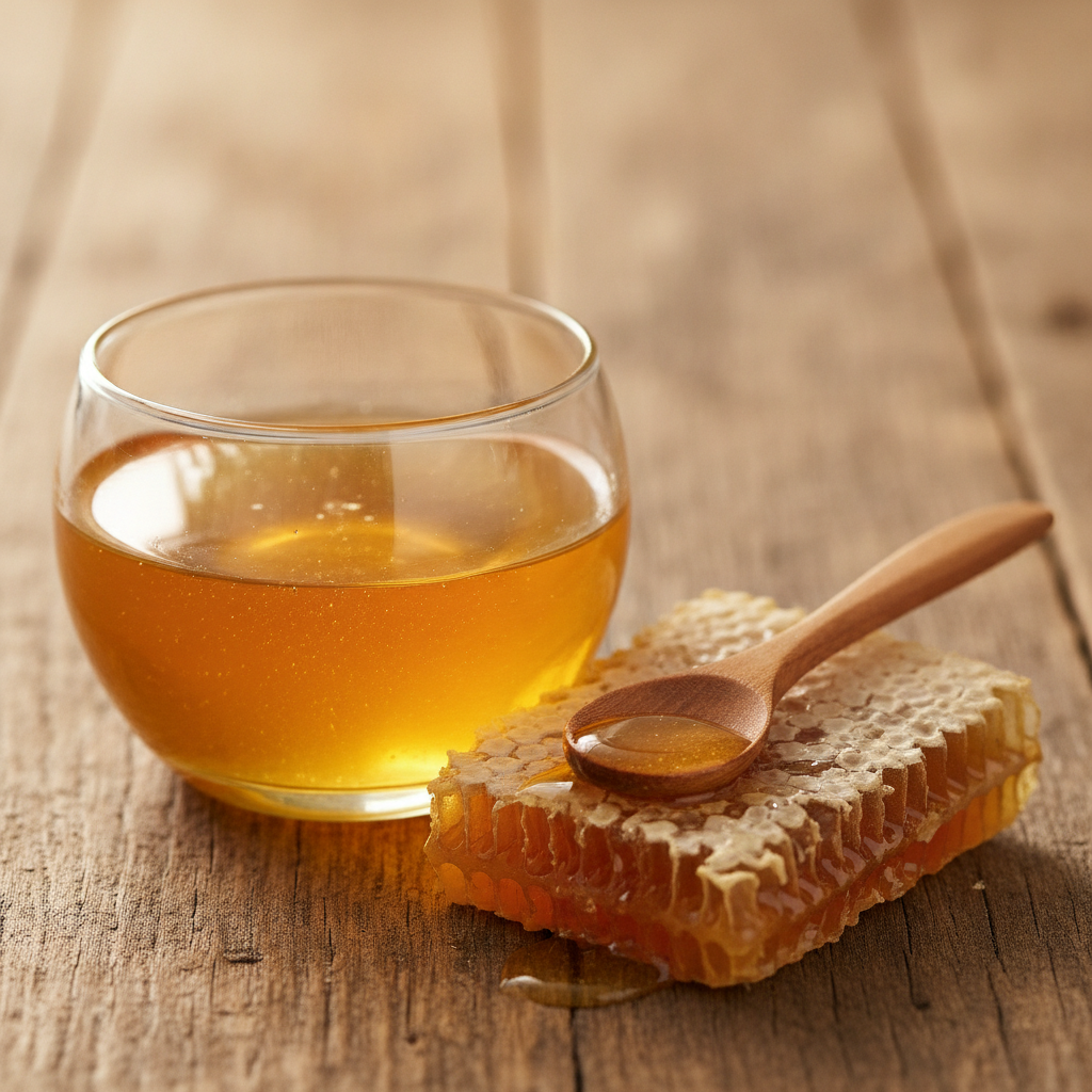 bowl of raw honey with honeycomb for natural skincare
