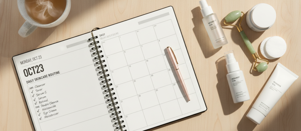calendar or planner showing skin care routine schedule calendar or planner showing skin care routine schedule