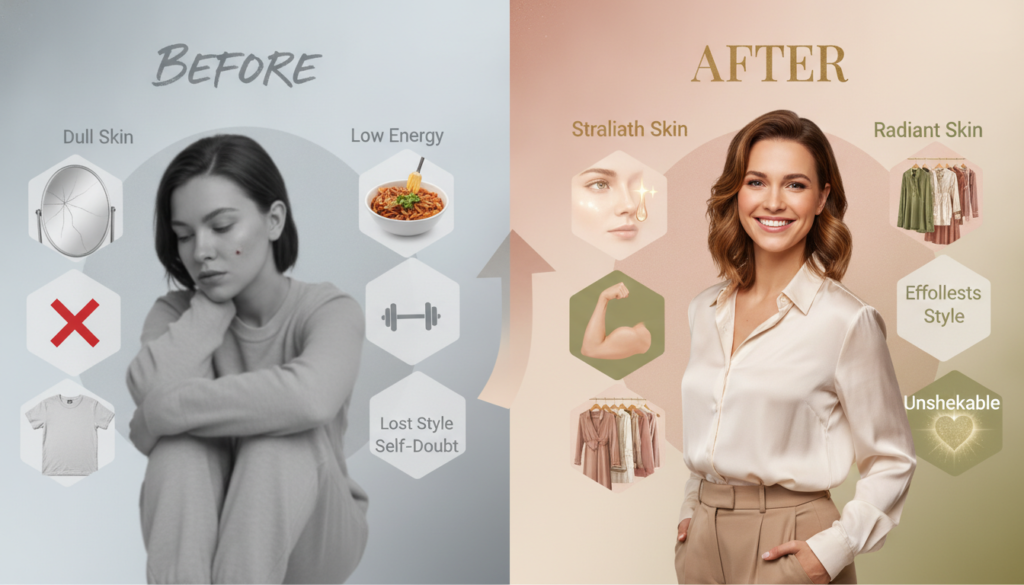 complete glow up transformation before and after aesthetic