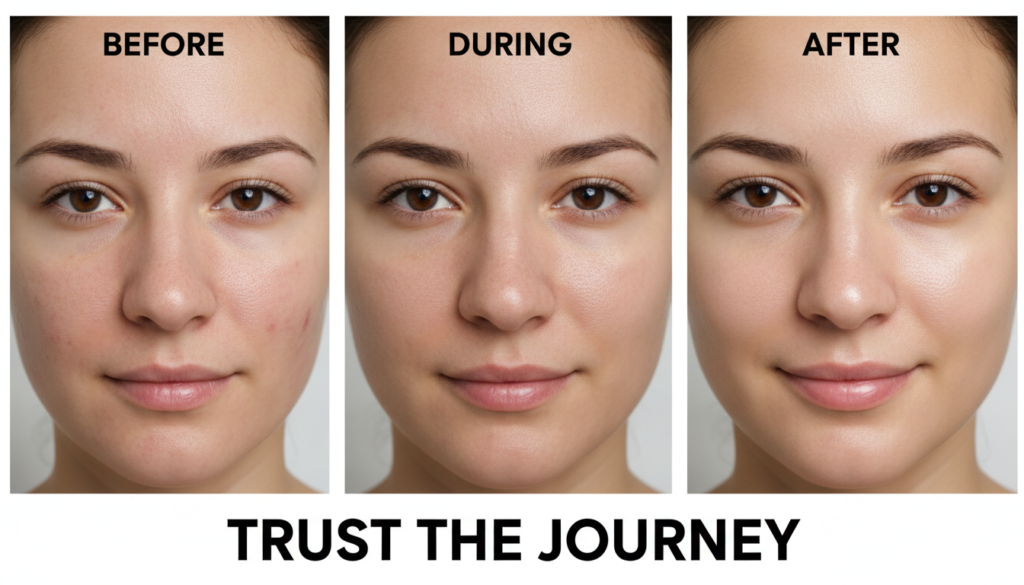 complete healthy skin transformation journey showing progressive results