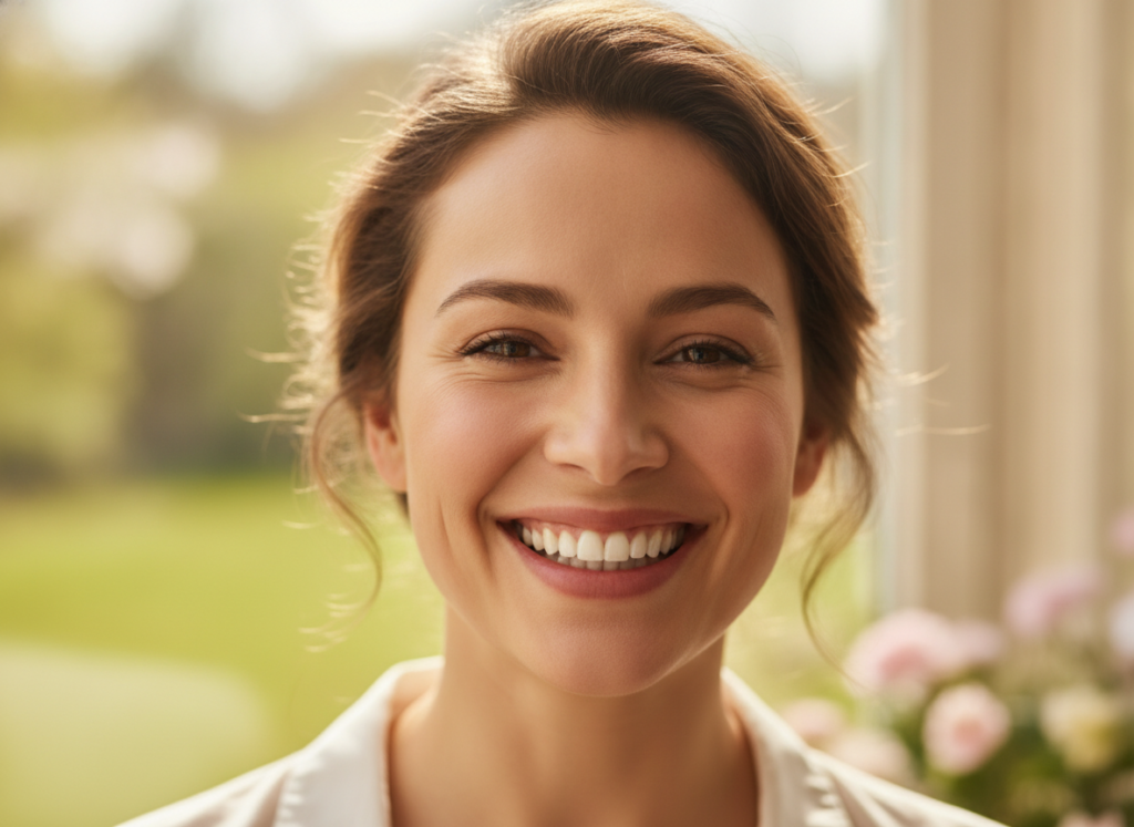 confident person with healthy glowing skin smiling confident person with healthy glowing skin smiling