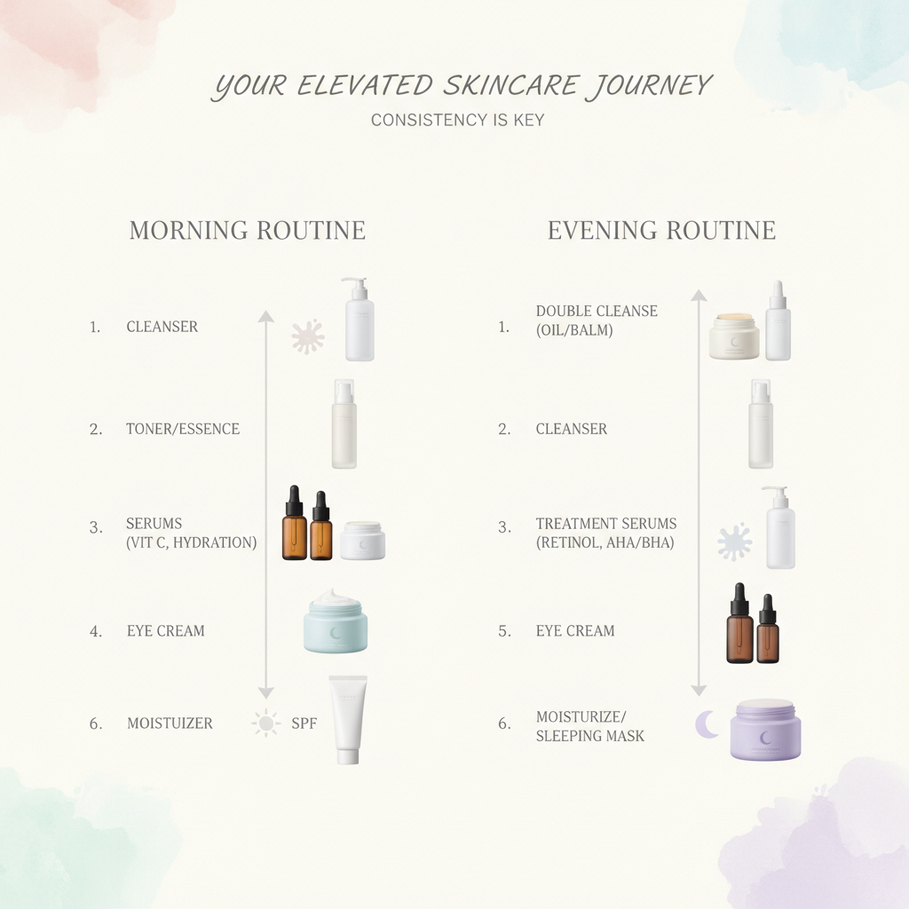 customized skincare routine chart with products and application schedule