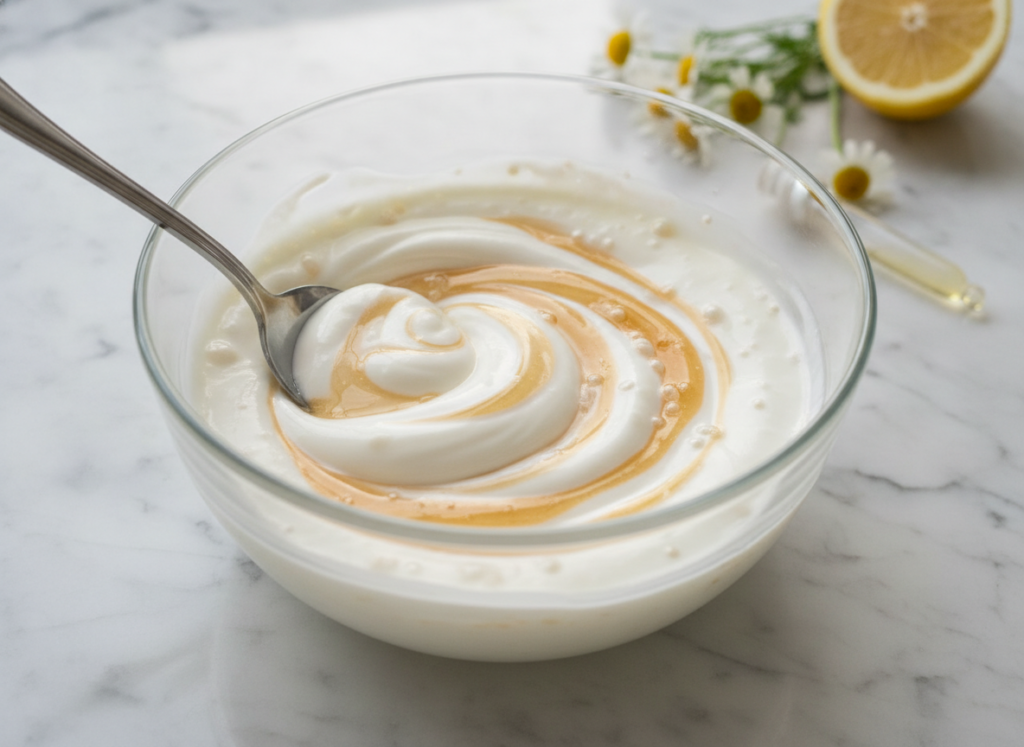 honey yogurt face mask preparation
