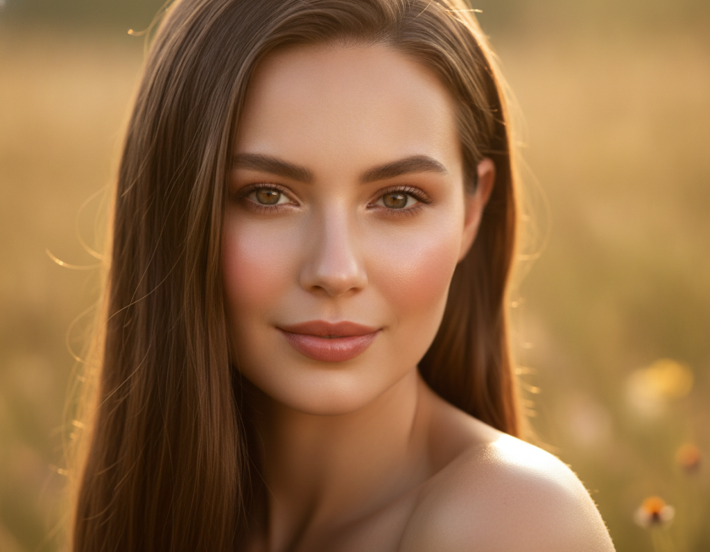 person with healthy hair and glowing skin person with healthy hair and glowing skin