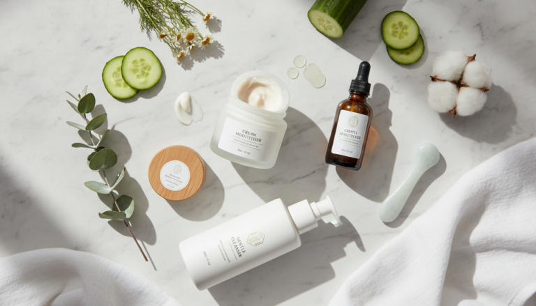 skin care for dry skin natural routine setup with moisturizer and hydrating products