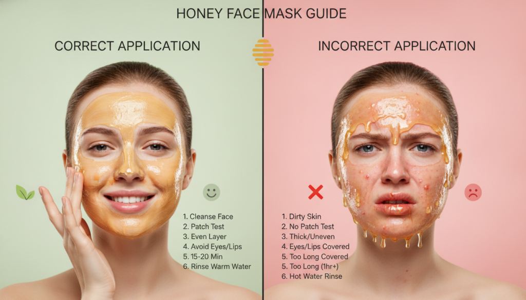 skincare mistakes illustration with honey face mask