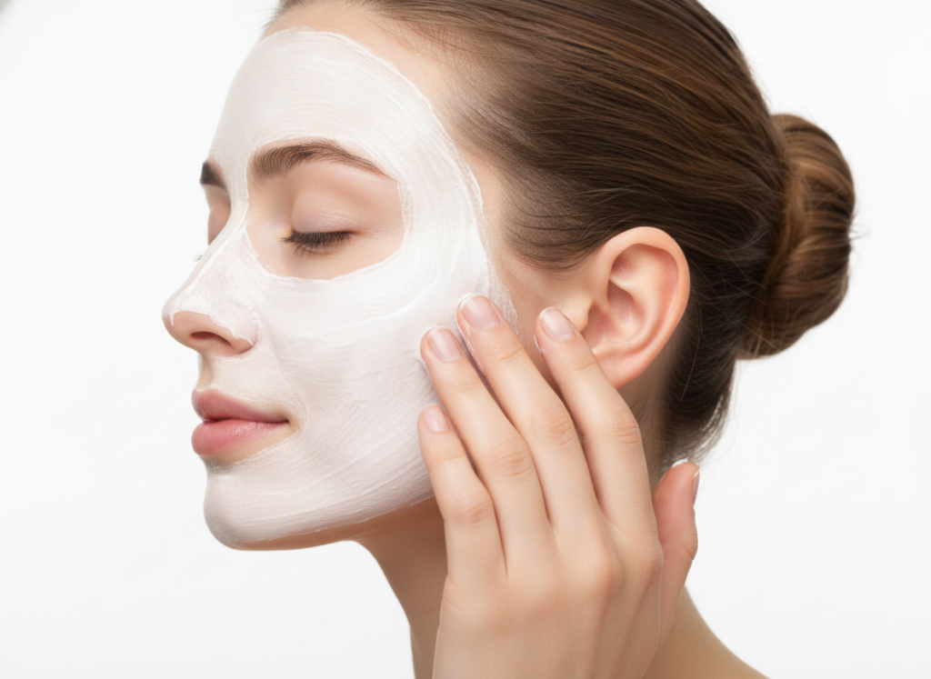 step by step face mask application technique demonstration