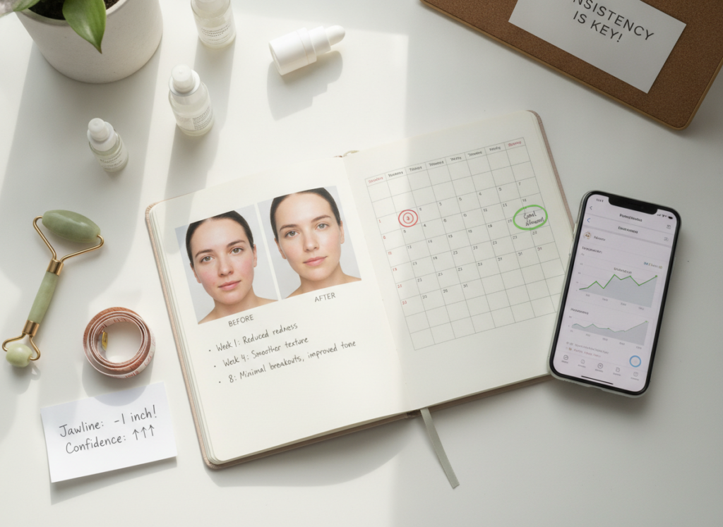 tracking skincare progress with before and after photos