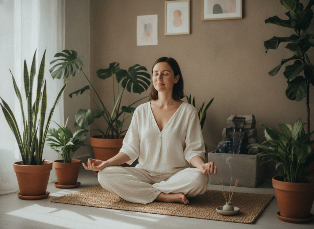 woman practicing meditation for inner confidence