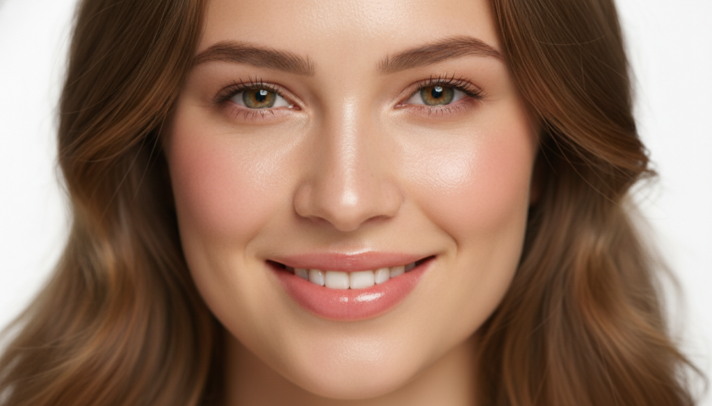 woman with glowing skin after honey face mask treatment