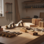 woodworking techniques workspace with various hand tools and wood pieces